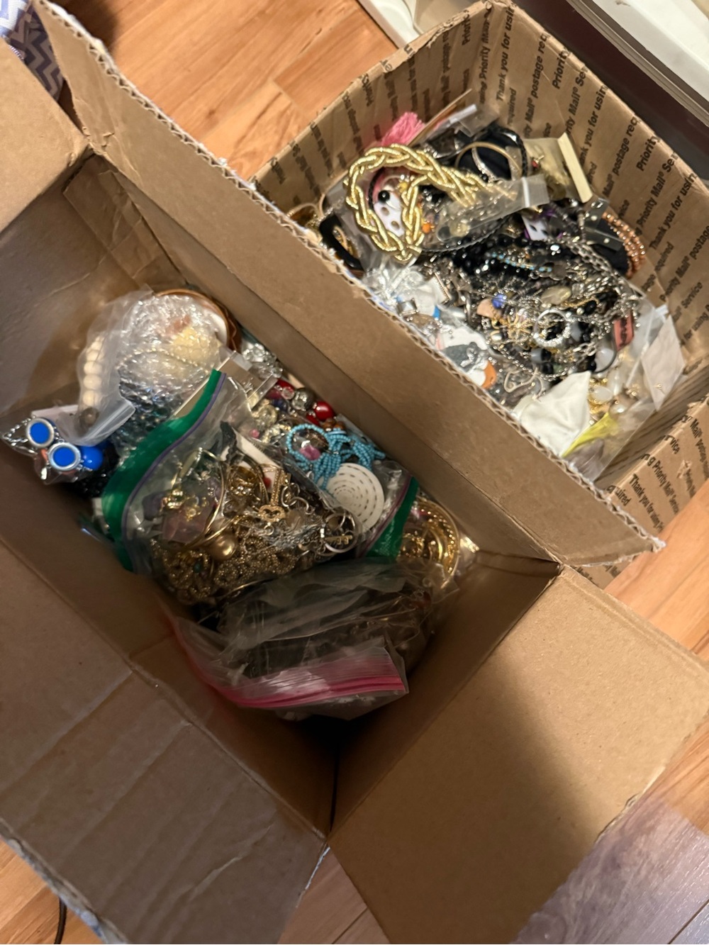 Both boxes Assorted Women's Fashion Jewelry Lot - Gold and Silver Tones